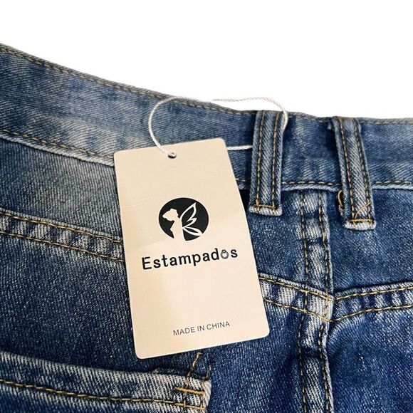 NWT Estampados wide leg Women's Distressed Jeans Size Medium - Picture 9 of 13